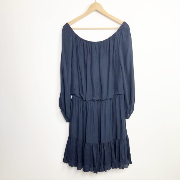 KOBI Halperin Navy blue tiered, pablum him off the shoulder, mini dress - Picture 6 of 13